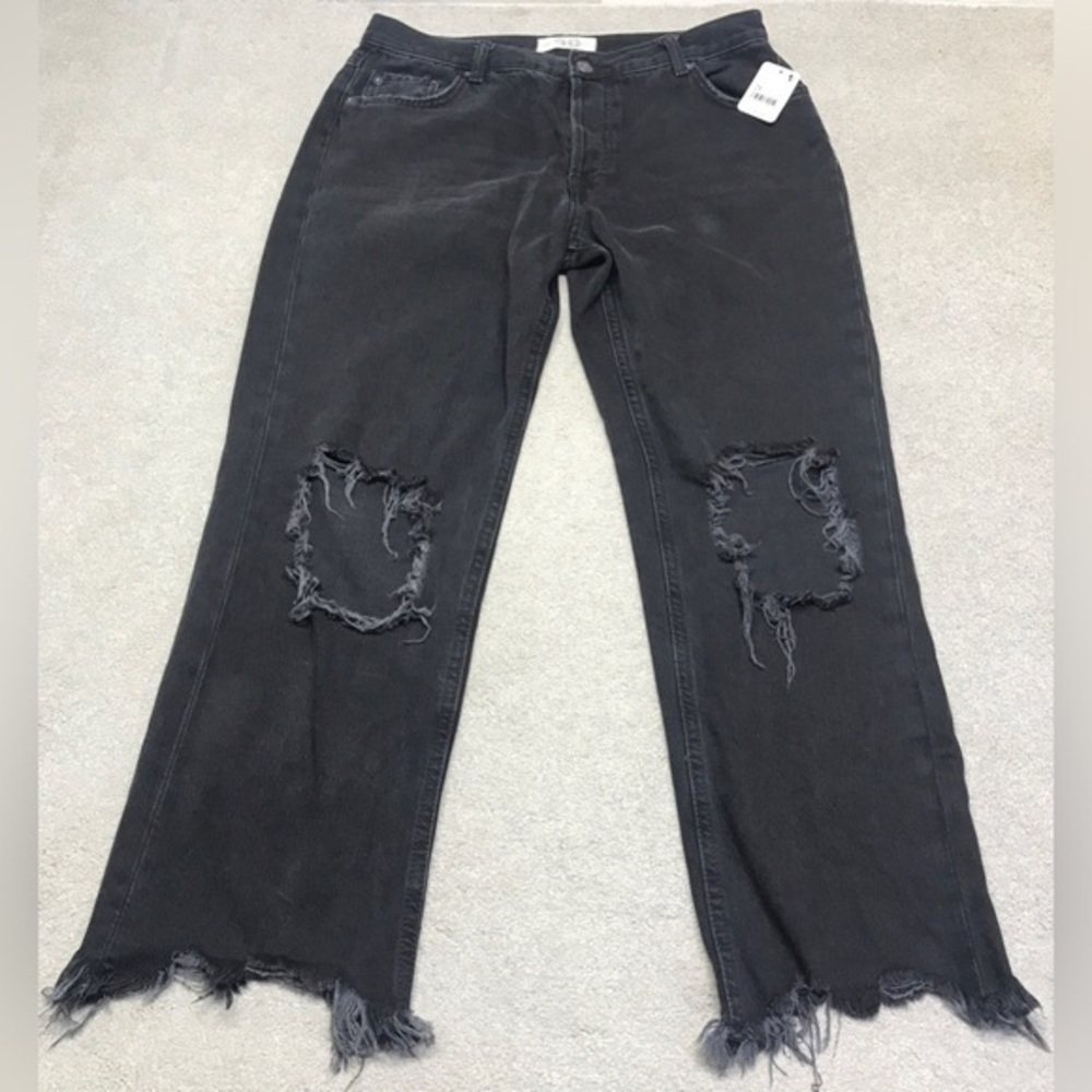 Free People We The Free Maggie Mid Rise Straight Black Jeans SIZE 28x26 NWT